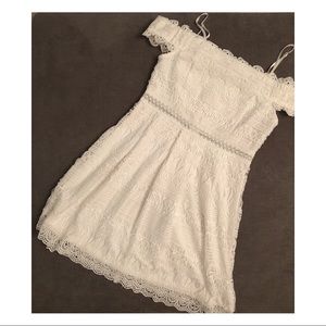 White Lace Crotchet off the shoulder Dress